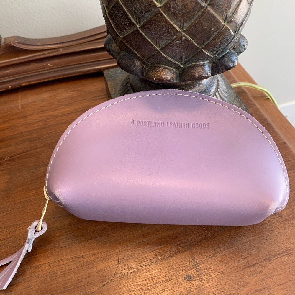 Portland Leather Lilac Half Moon Zip Pouch with Tassel - Picture 2 of 4